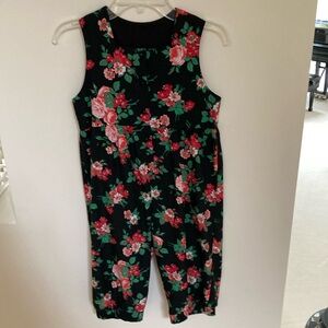 Adorable Hartstrings Flowered red & pink & green black jumpsuit.